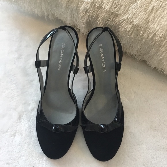 BCBGMaxAzria Shoes - BCBG MAX AZRIA BLACK SUEDE AND PATENT LEATHER HEEL
